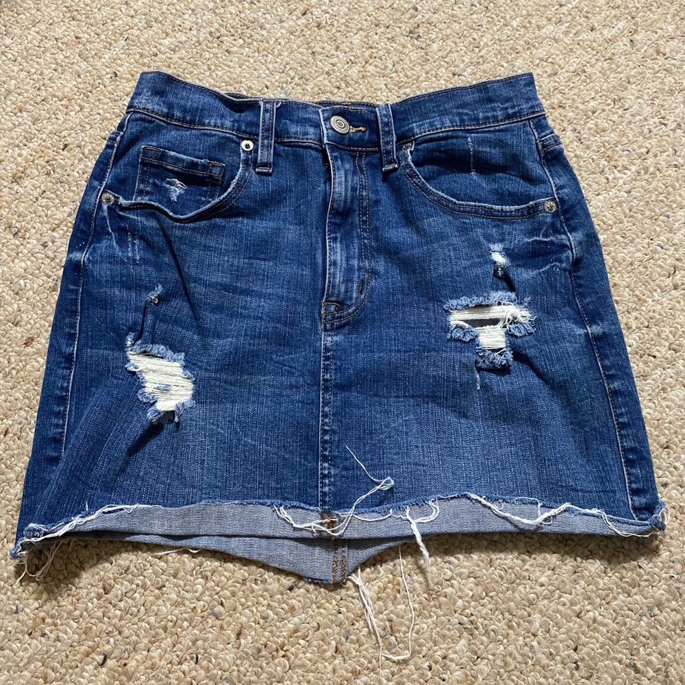 Aeropostale Blue Distressed Denim Skirt